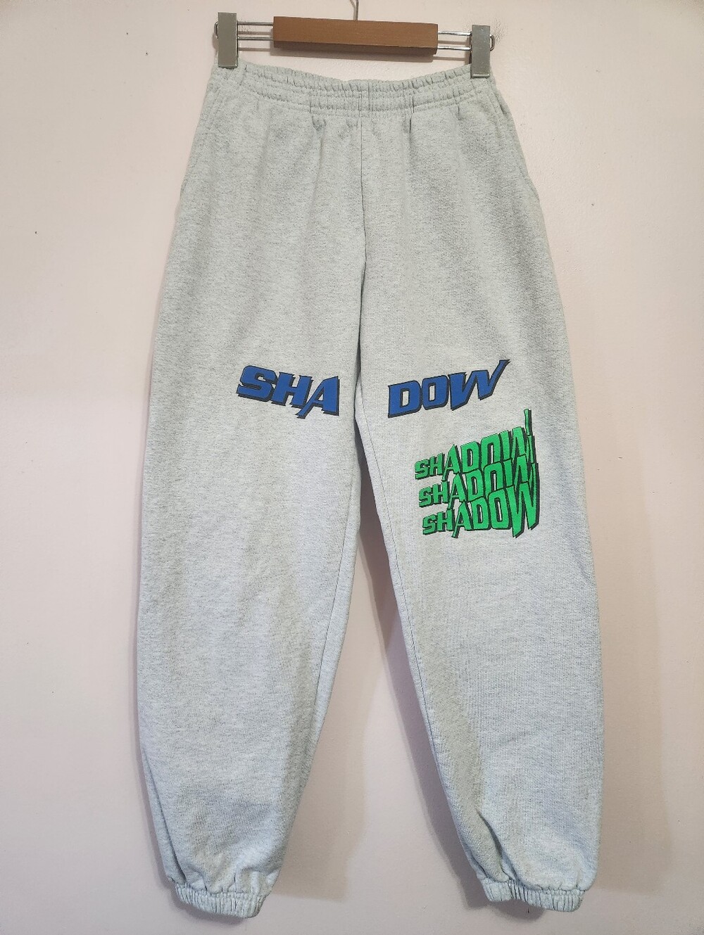 Shadow Hill USA Graphic Print Sweatpants Grey Blue Green Streetwear Joggers Sz S